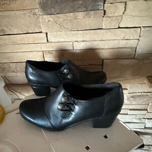 Clarks Black Heeled Boots for Women